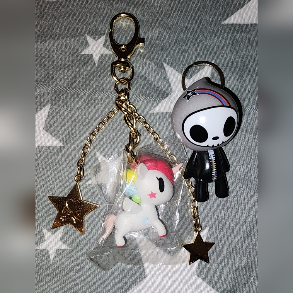 Tokidoki Lesportsac Key Chain Lot Of 2 Qee Adios and  Unicorno Stellina 2006 New